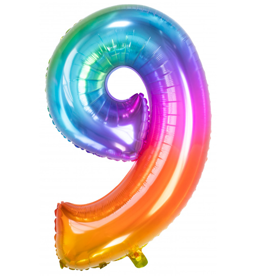 Folienballon Zahl 9 Yummy Gummy Rainbow - 81 cm