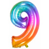Folienballon Zahl 9 Yummy Gummy Rainbow - 81 cm