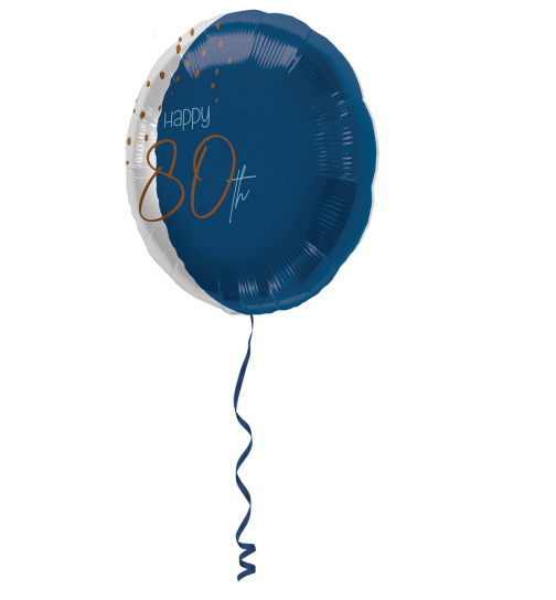 Folienballon Elegant True Blue 80 Jahre - 45cm