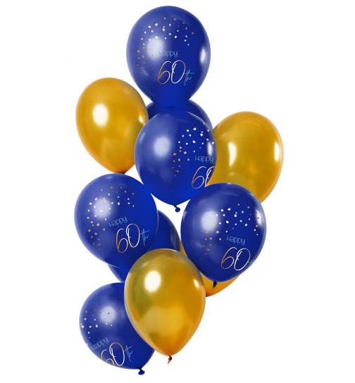 Ballons Elegant True Blue 60 Jahre 33cm - 12 Stück