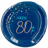 Pappteller - Elegant True Blue 80 Jahre - 23 cm - 8 Stück