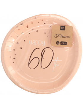 Pappteller - Elegant Lush Blush 60 Jahre - 23 cm - 8...