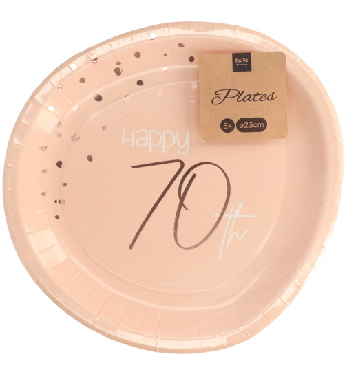 Pappteller - Elegant Lush Blush 70 Jahre - 23 cm - 8 Stück