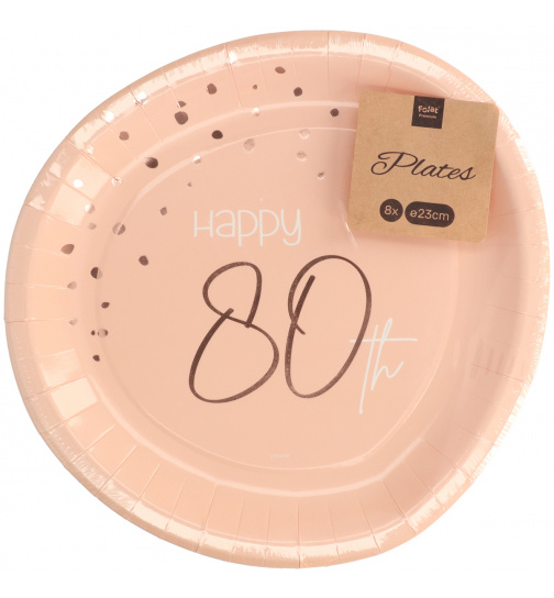 Pappteller - Elegant Lush Blush 80 Jahre - 23 cm - 8 Stück