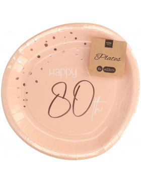 Pappteller - Elegant Lush Blush 80 Jahre - 23 cm - 8...