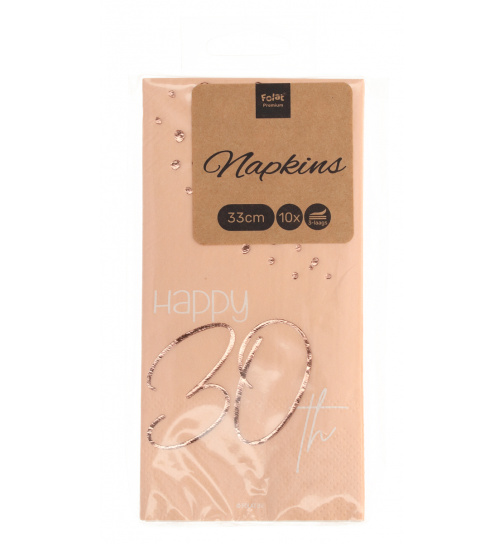 Servietten Elegant Lush Blush 30 Jahre 33x33cm - 10 Stück