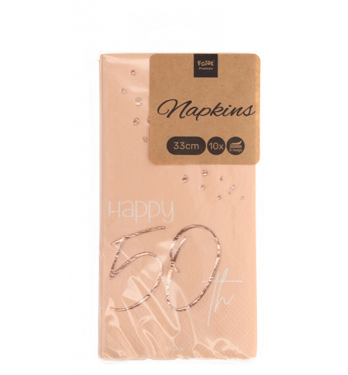 Servietten Elegant Lush Blush 50 Jahre 33x33cm - 10 Stück