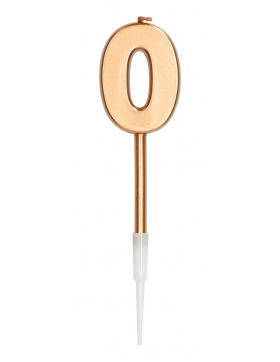 Kerze Ziffer / Zahl 0 Bronze Metallic