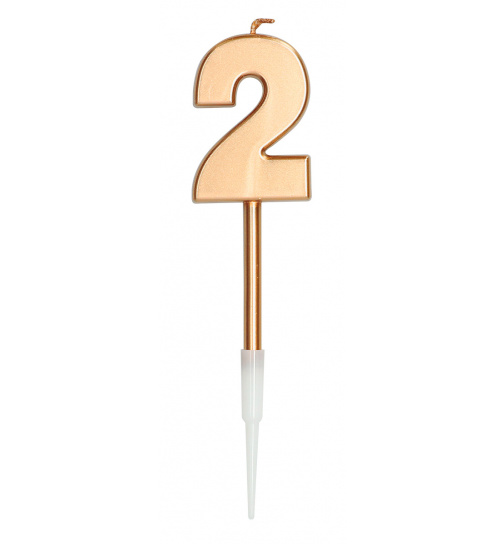 Kerze Ziffer / Zahl 2 Bronze Metallic