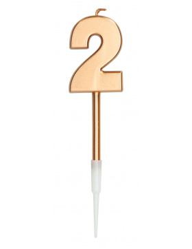 Kerze Ziffer / Zahl 2 Bronze Metallic