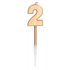 Kerze Ziffer / Zahl 2 Bronze Metallic