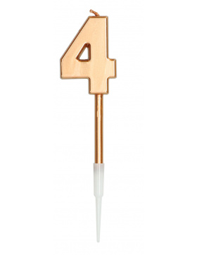 Kerze Ziffer / Zahl 4 Bronze Metallic