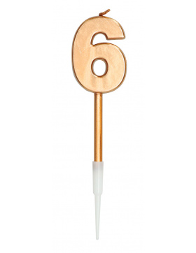 Kerze Ziffer / Zahl 6 Bronze Metallic