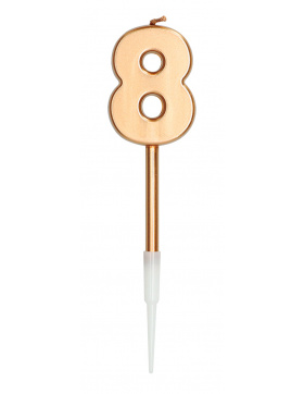 Kerze Ziffer / Zahl 8 Bronze Metallic