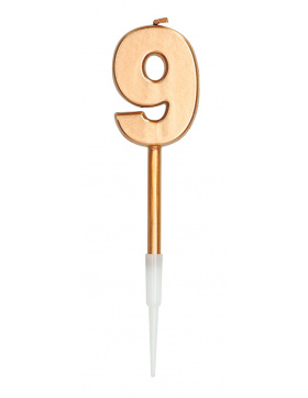 Kerze Ziffer / Zahl 9 Bronze Metallic