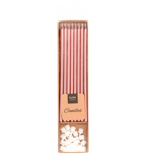 Kerzen-Set Roségold Metallic 15cm - 16 Stück