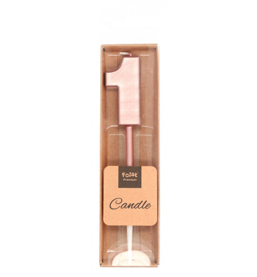 Kerze Ziffer / Zahl 1 Roségold Metallic