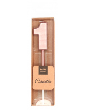 Kerze Ziffer / Zahl 1 Roségold Metallic