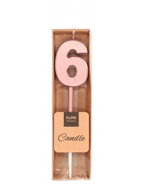 Kerze Ziffer / Zahl 6 Roségold Metallic