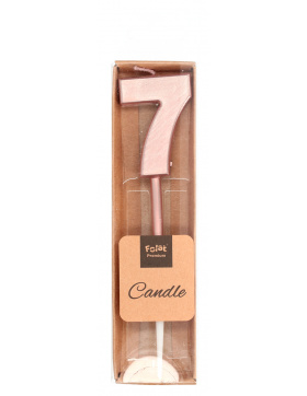 Kerze Ziffer / Zahl 7 Roségold Metallic