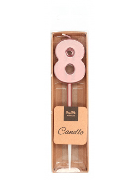 Kerze Ziffer / Zahl 8 Roségold Metallic