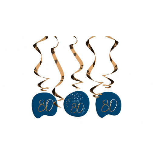 Hängedeko Elegant True Blue 80 Jahre - 5 Stück