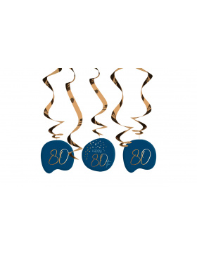 Hängedeko Elegant True Blue 80 Jahre - 5 Stück
