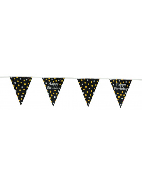 Wimpelkette Glossy Black Happy Birthday - 4 Meter