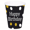 Pappbecher - Glossy Black Happy Birthday - 250 ml - 8 Stück