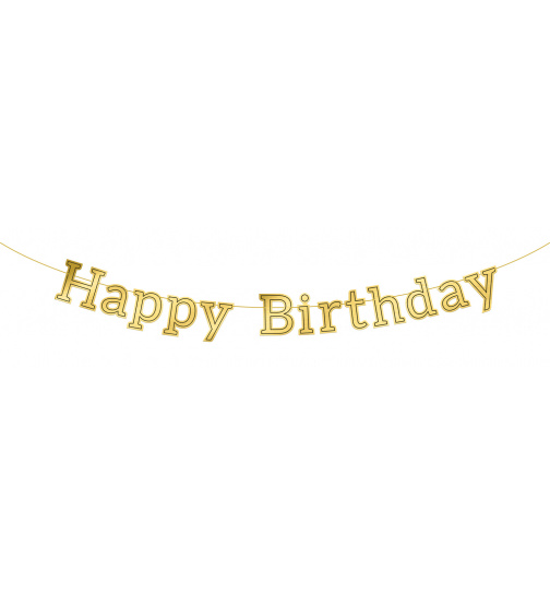 Buchstabengirlande Glossy Black Happy Birthday - 3 Meter