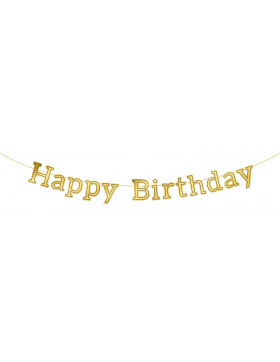 Buchstabengirlande Glossy Black Happy Birthday - 3 Meter