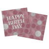 Servietten Glossy Pink Happy Birthday 33x33cm - 20 Stück