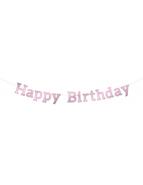 Buchstabengirlande Glossy Pink Happy Birthday - 3 Meter