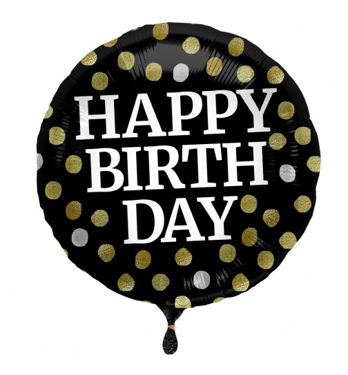 Folienballon Glossy Black Happy Birthday - 45cm