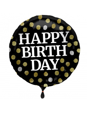 Folienballon Glossy Black Happy Birthday - 45cm