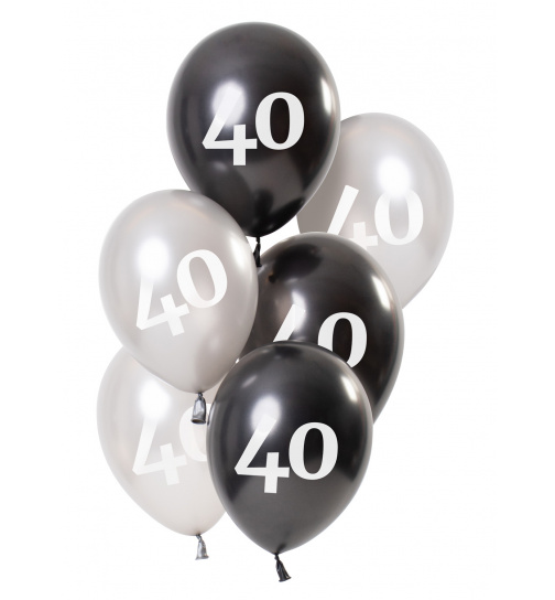 Ballons Glossy Black 40 Jahre 23cm - 6 Stück