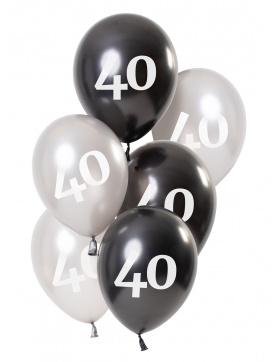Ballons Glossy Black 40 Jahre 23cm - 6 Stück