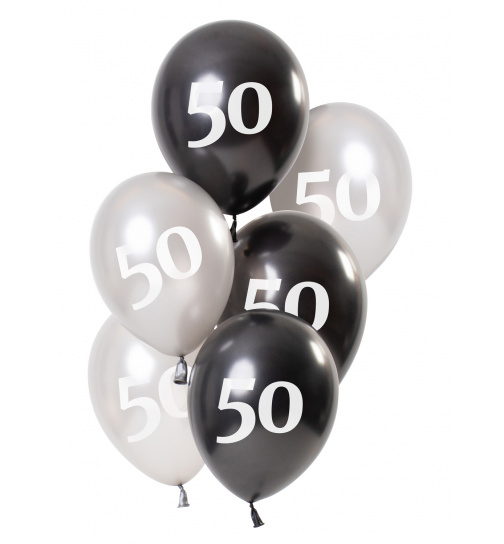 Ballons Glossy Black 50 Jahre 23cm - 6 Stück