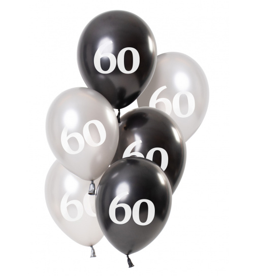 Ballons Glossy Black 60 Jahre 23cm - 6 Stück