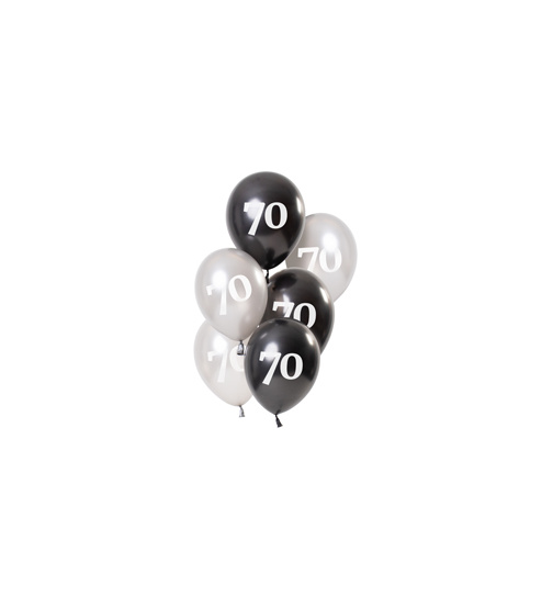 Ballons Glossy Black 70 Jahre 23cm - 6 Stück