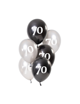 Ballons Glossy Black 70 Jahre 23cm - 6 Stück