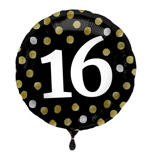 Folienballon Glossy Black 16 Jahre - 45cm