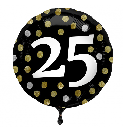 Folienballon Glossy Black 25 Jahre - 45cm