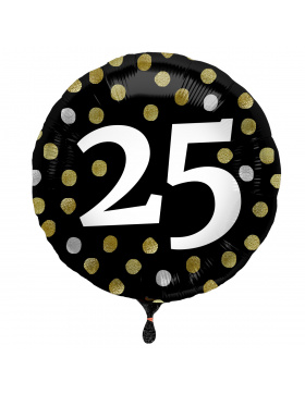 Folienballon Glossy Black 25 Jahre - 45cm