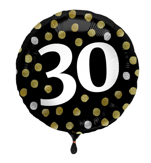 Folienballon Glossy Black 30 Jahre - 45cm
