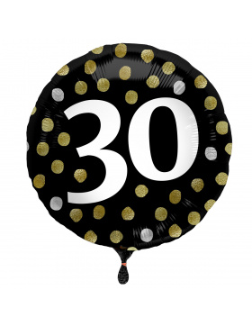 Folienballon Glossy Black 30 Jahre - 45cm