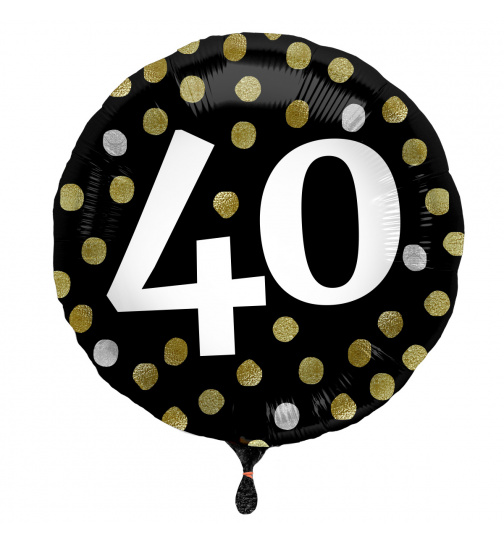 Folienballon Glossy Black 40 Jahre - 45cm