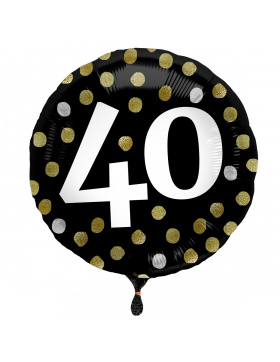 Folienballon Glossy Black 40 Jahre - 45cm
