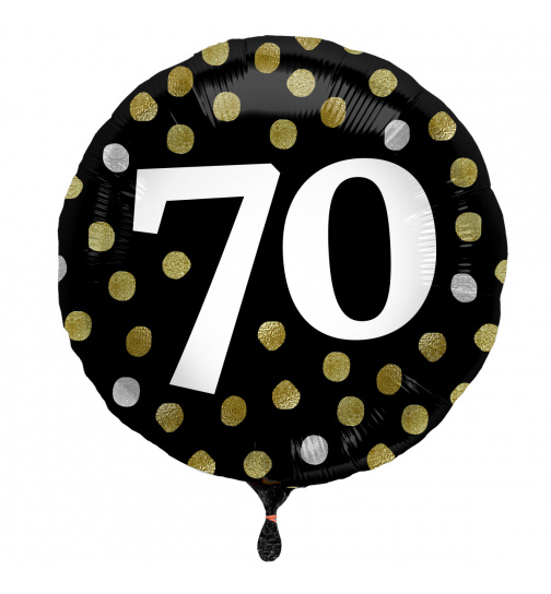 Folienballon Glossy Black 70 Jahre - 45cm