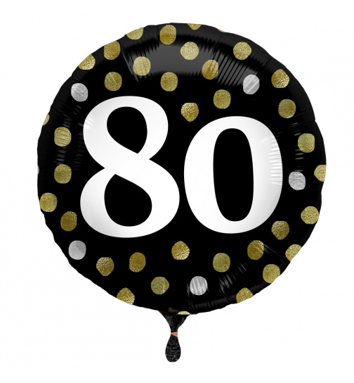 Folienballon Glossy Black 80 Jahre - 45cm